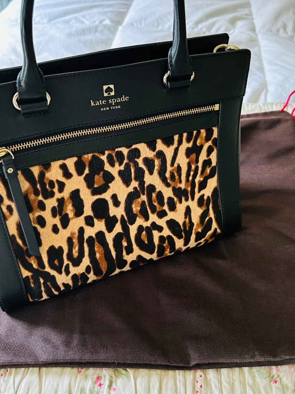 Kate spade animal hair black handbag